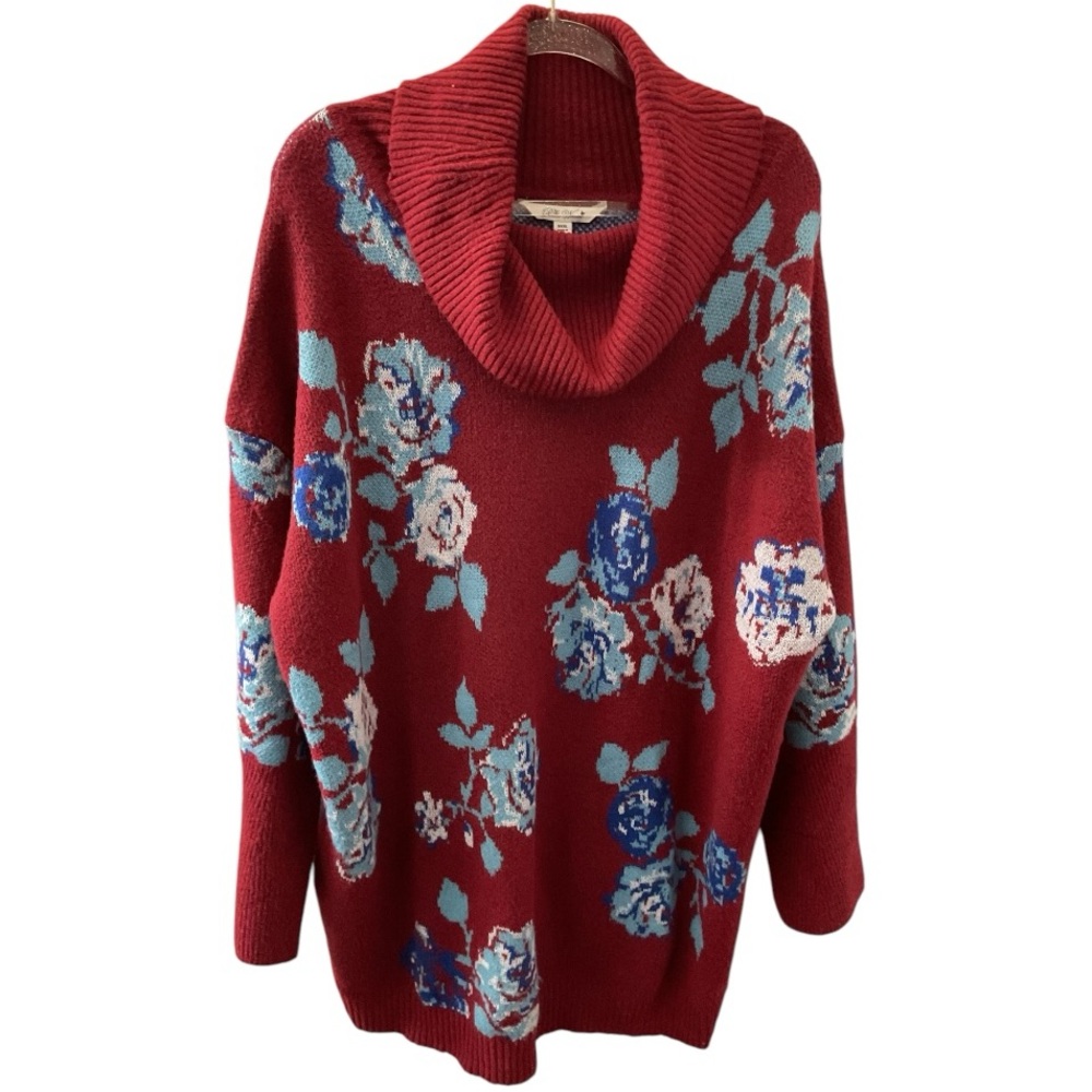 The Pioneer Woman Red and Blue Cowl Neck Sweater P:29 L:33